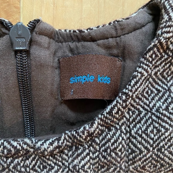 Vintage Simple Kids Brown Tweed With Silver Flecks Dress - Picture 2 of 9